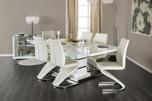 Midvale White/Chrome 7 Pc. Dining Table Set FOA East