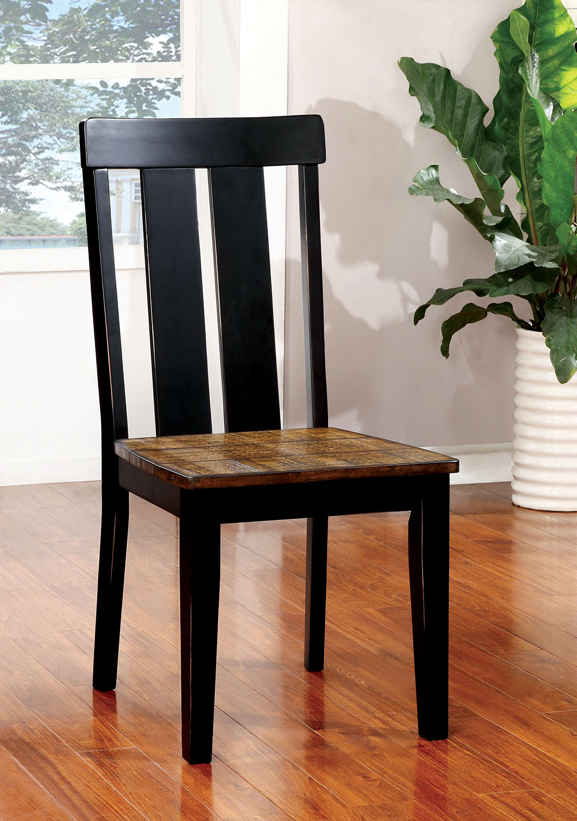 ALANA Antique Oak/Black Side Chair (2/CTN) FOA East