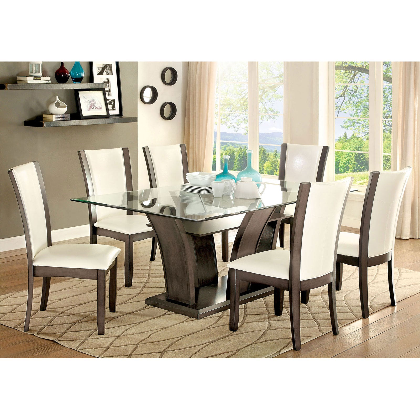 MANHATTAN I Gray 7 Pc. Dining Table Set FOA East