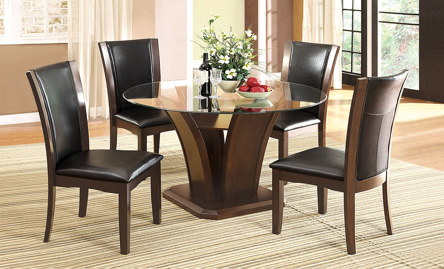 Brown Cherry 5 Pc. Round Dining Table Set FOA East