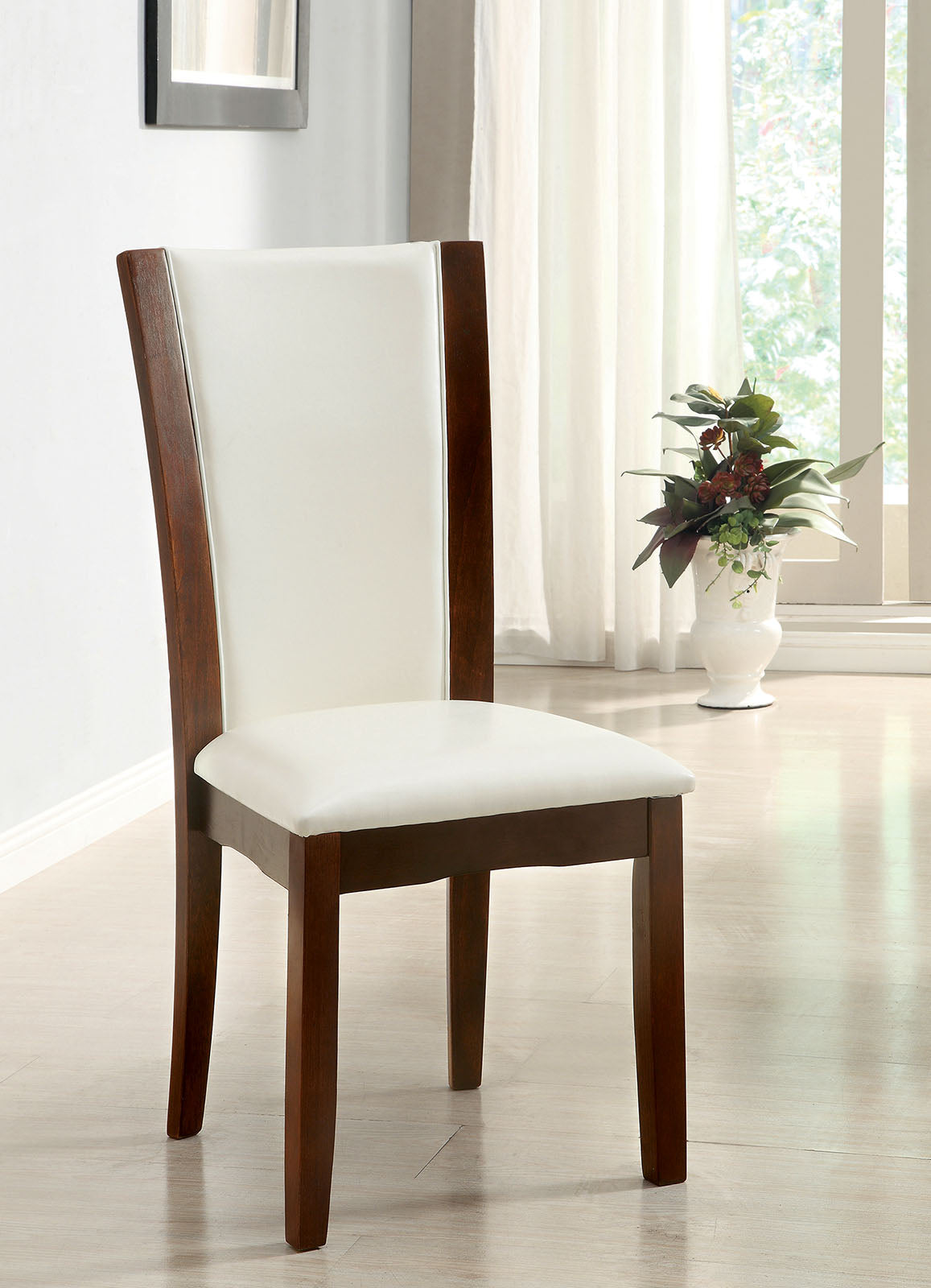 Manhattan I Dark Cherry/White Side Chair, White (2/CTN) FOA East