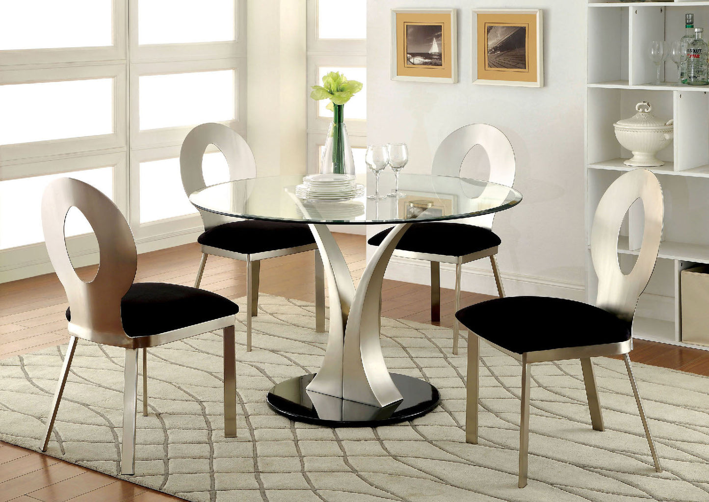 VALO Silver/Black 5 Pc. Dining Table Set FOA East