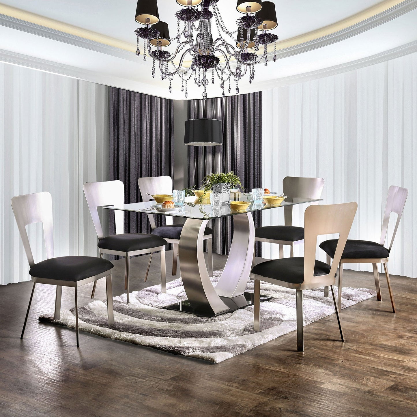 NOVA Silver/Black Dining Table FOA East