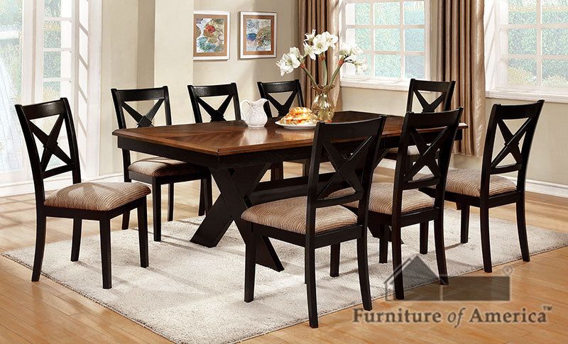 Liberta Dark Oak/Black 7 Pc. Dining Table Set FOA East