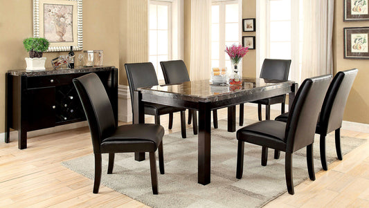 GRANDSTONE I Black/Black 7 Pc. Dining Table Set FOA East