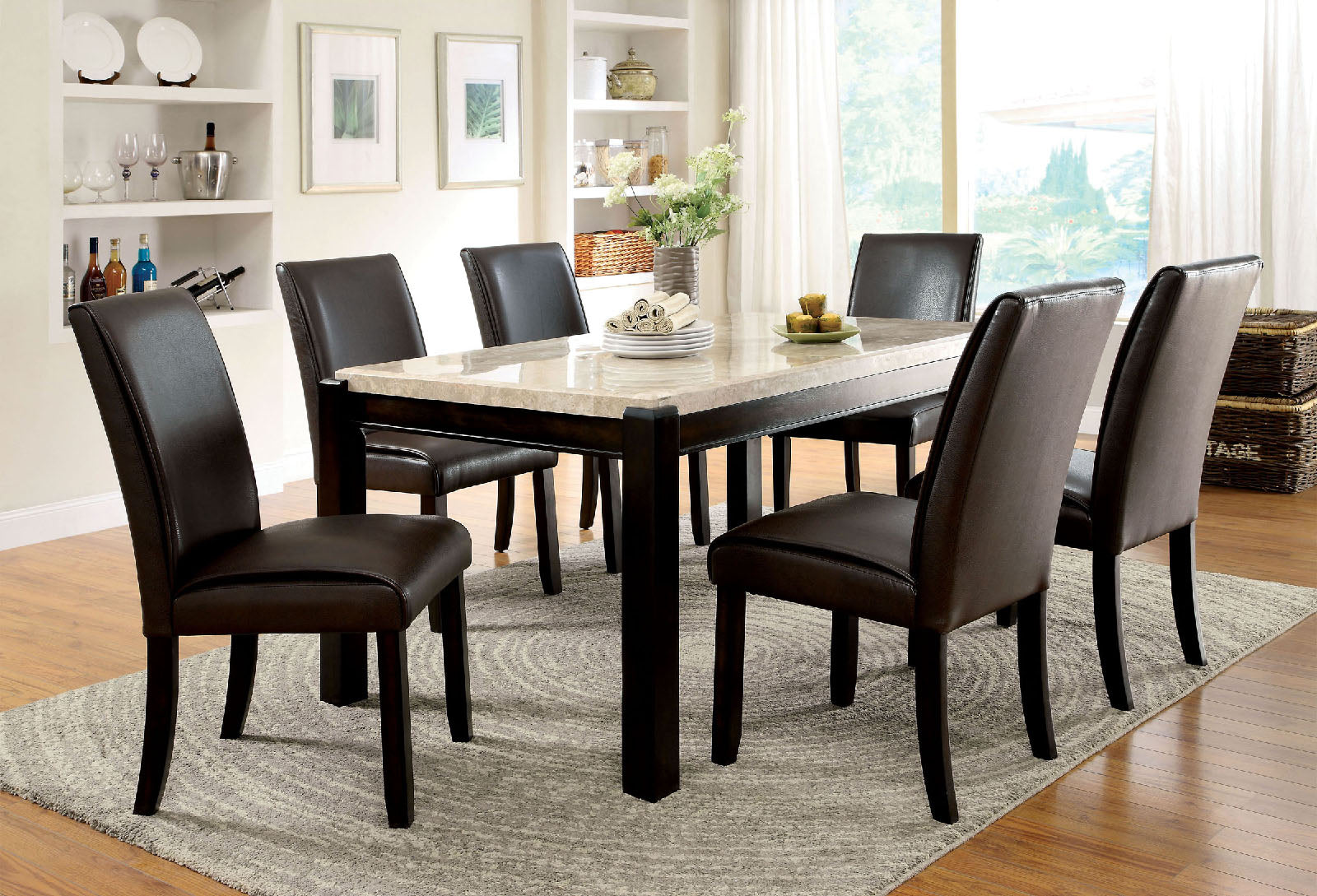 GLADSTONE I Black/Black 7 Pc. Dining Table Set FOA East