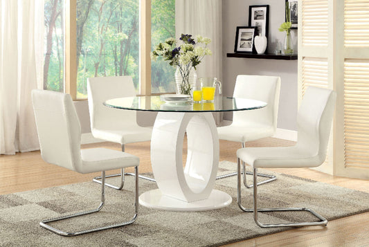 LODIA I White 5 Pc. Round Dining Table Set FOA East