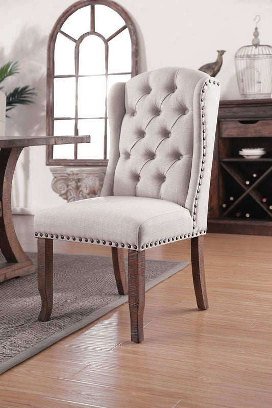 Gianna Rustic Pine/Ivory Wingback Chair (2/CTN) FOA East