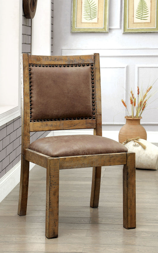 GIANNA Rustic Pine/Brown Side Chair (2/CTN) FOA East