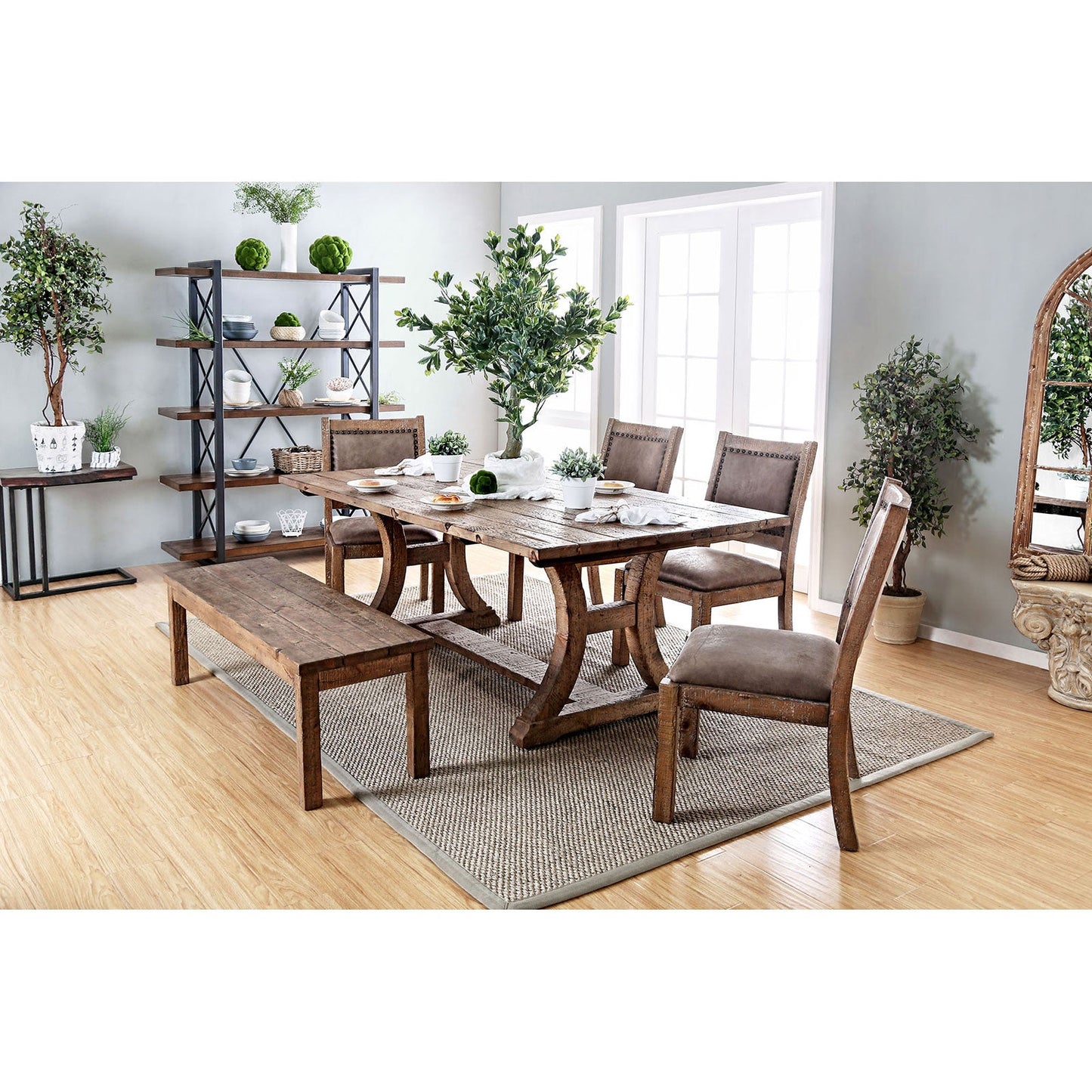 GIANNA Rustic Oak 77" Dining Table FOA East