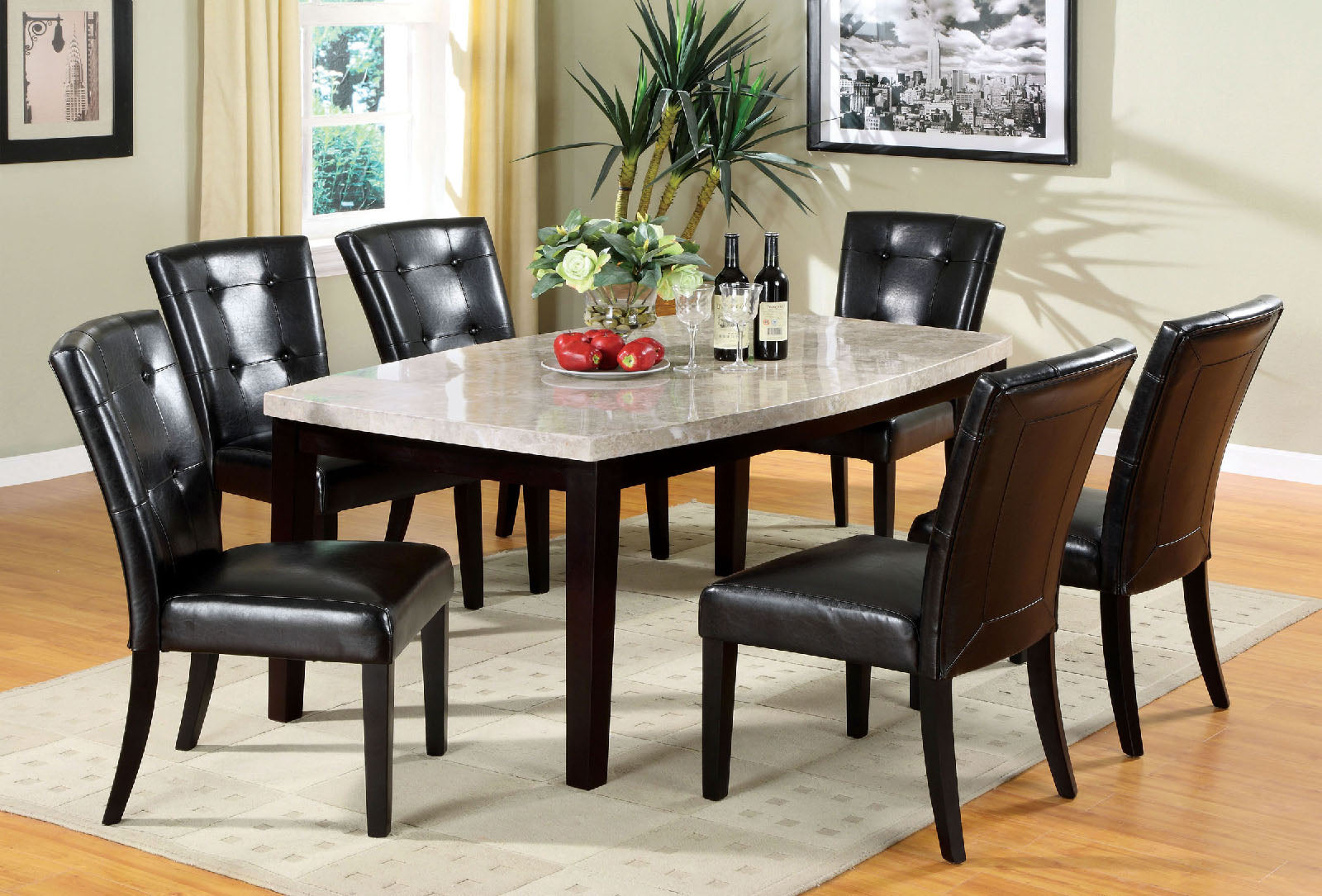 Marion I Espresso 7 Pc. Oval Dining Table Set FOA East