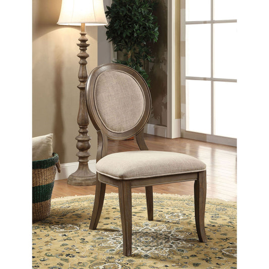 Kathryn Rustic Dark Oak/Beige Side Chair (2/CTN) FOA East