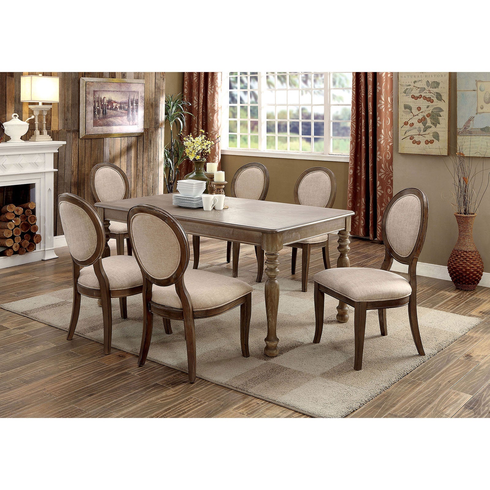 Kathryn Rustic Dark Oak Dining Table, Rustic Oak FOA East