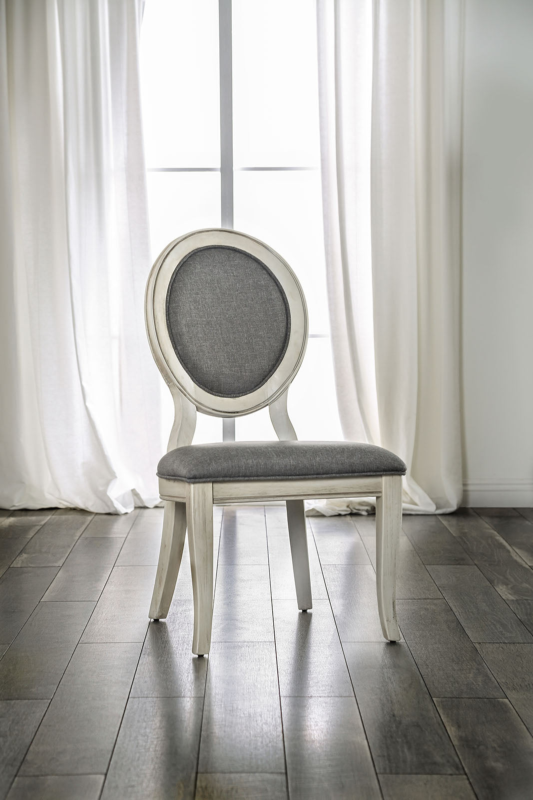 Kathryn Antique White/Gray Side Chair, Antique White (2/CTN) FOA East