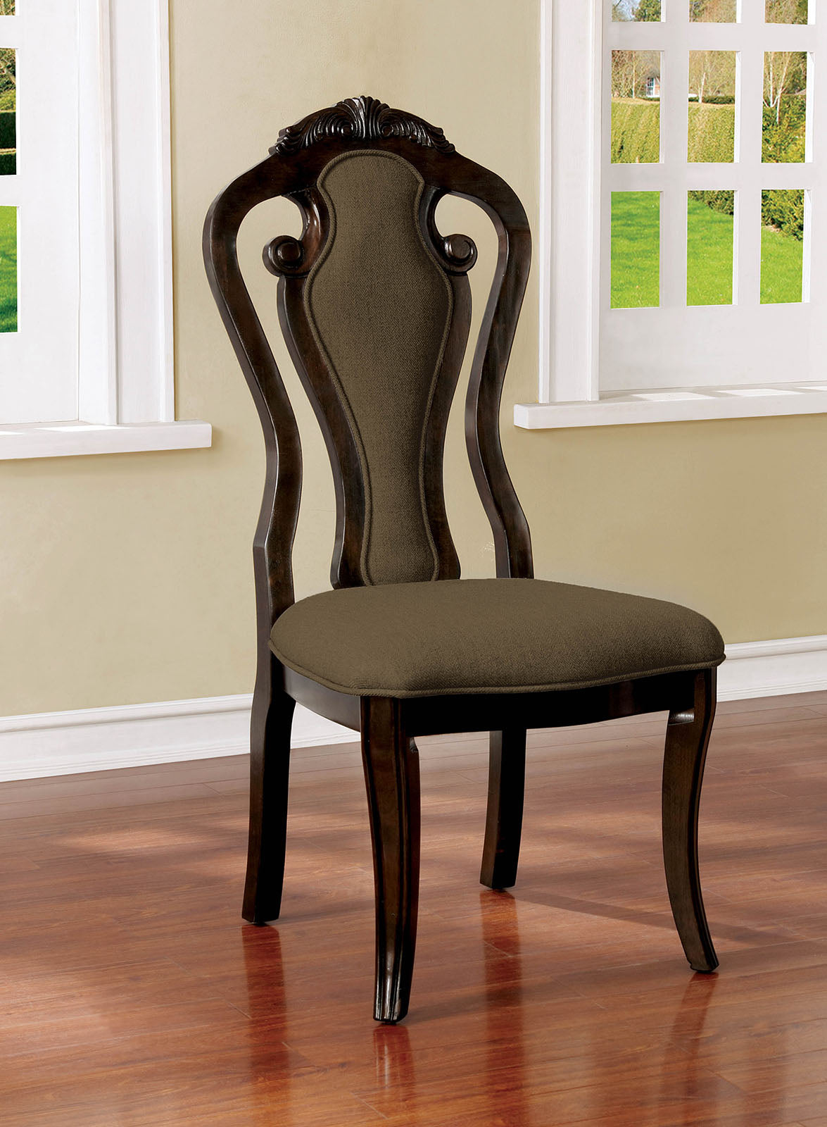 Rosalina Walnut/Beige Side Chair (2/CTN) FOA East