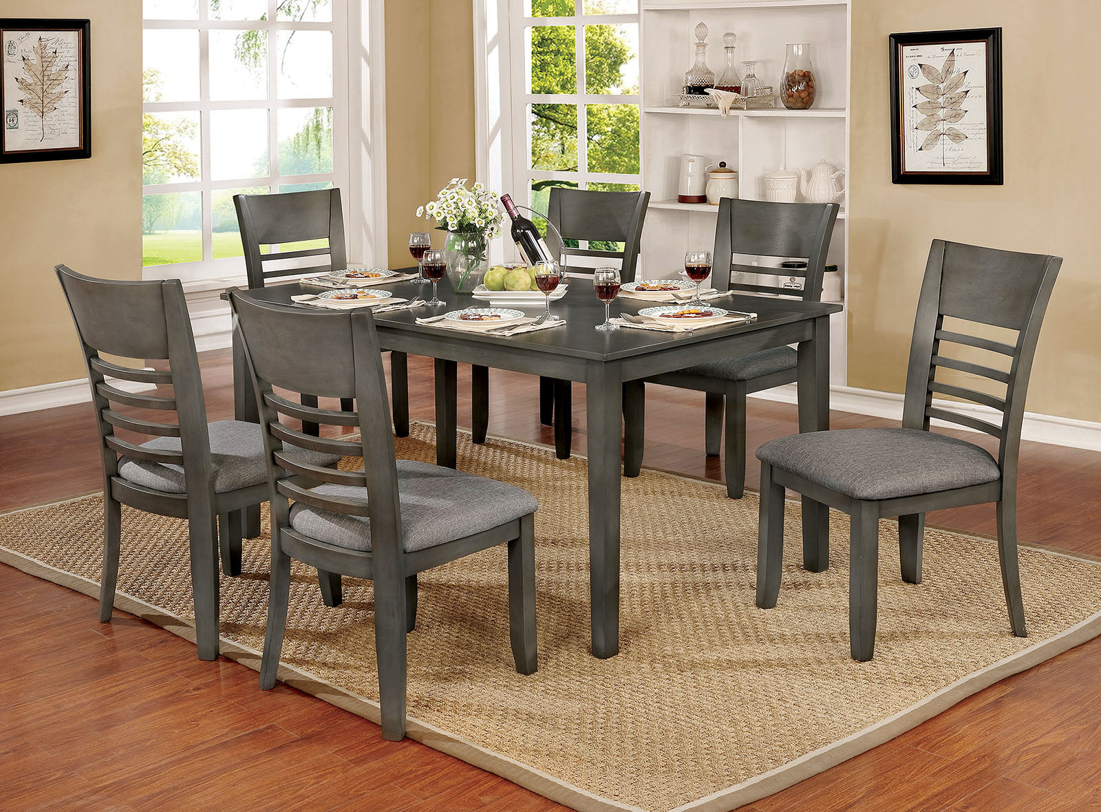 Hillsview Gray 7 Pc. Dining Table Set FOA East