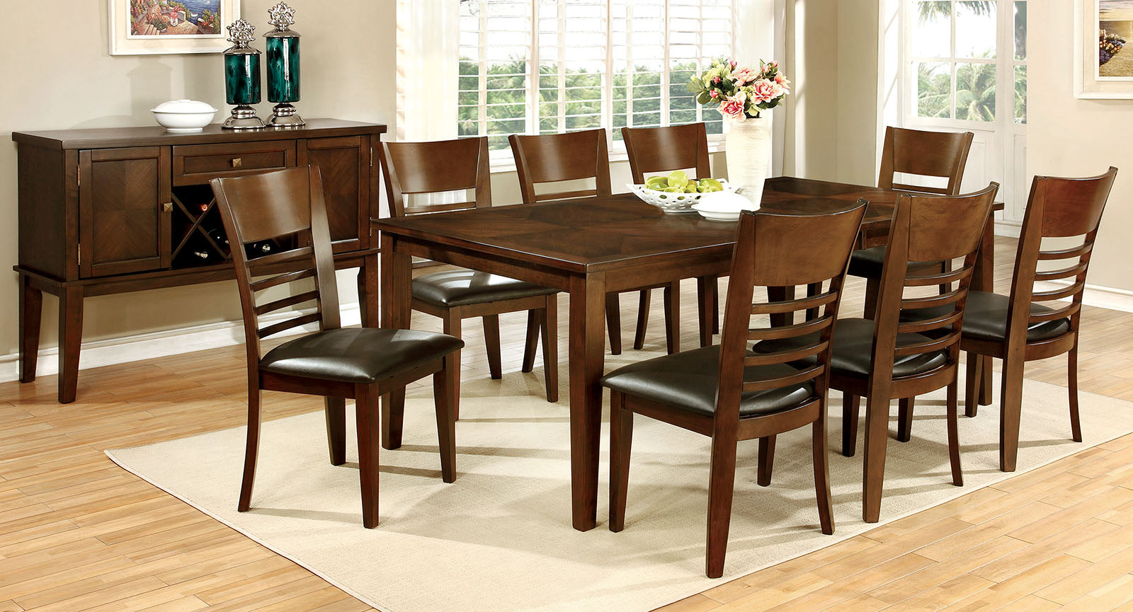 HILLSVIEW I Brown Cherry 78" Dining Table w/ 18" Leaf FOA East