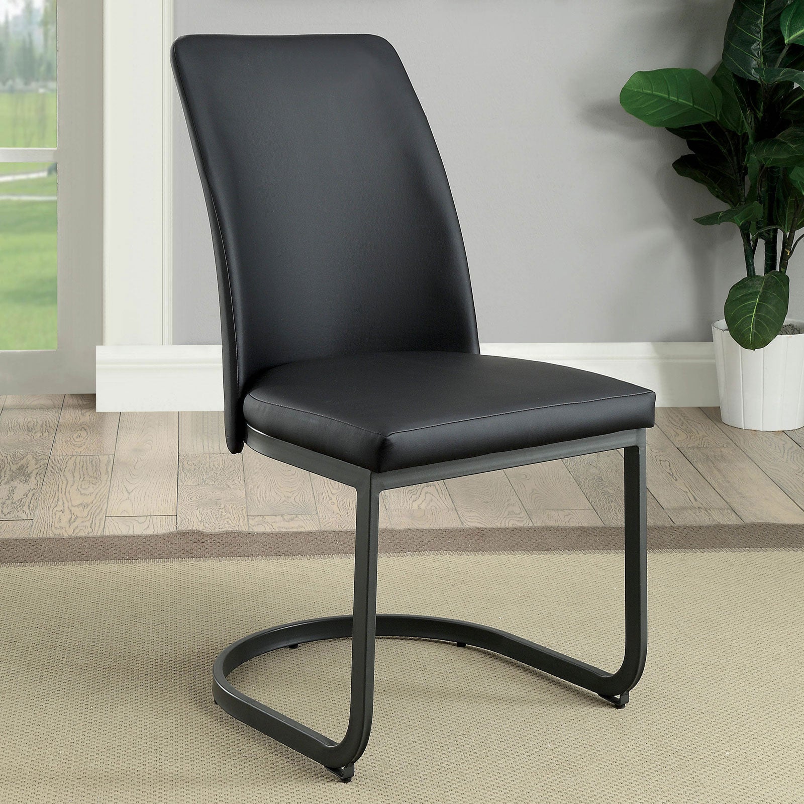 Saskia Dark Gray/Black Side Chair (2/CTN) FOA East