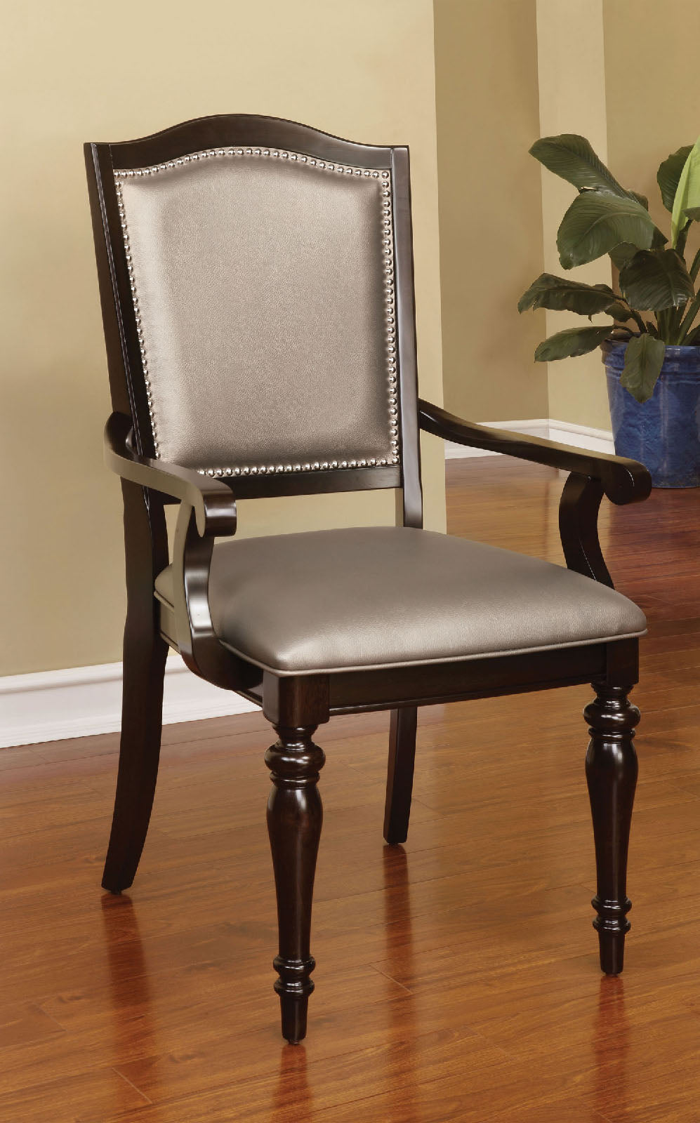 Harrington Dark Walnut/Pewter Arm Chair (2/CTN) FOA East