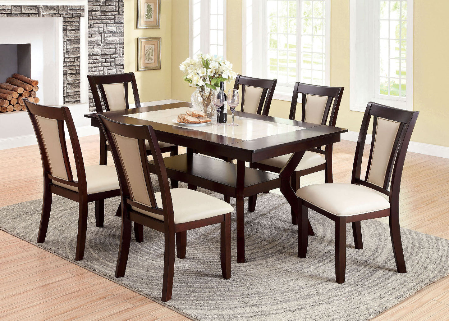 BRENT Dark Cherry/Ivory Dining Table FOA East