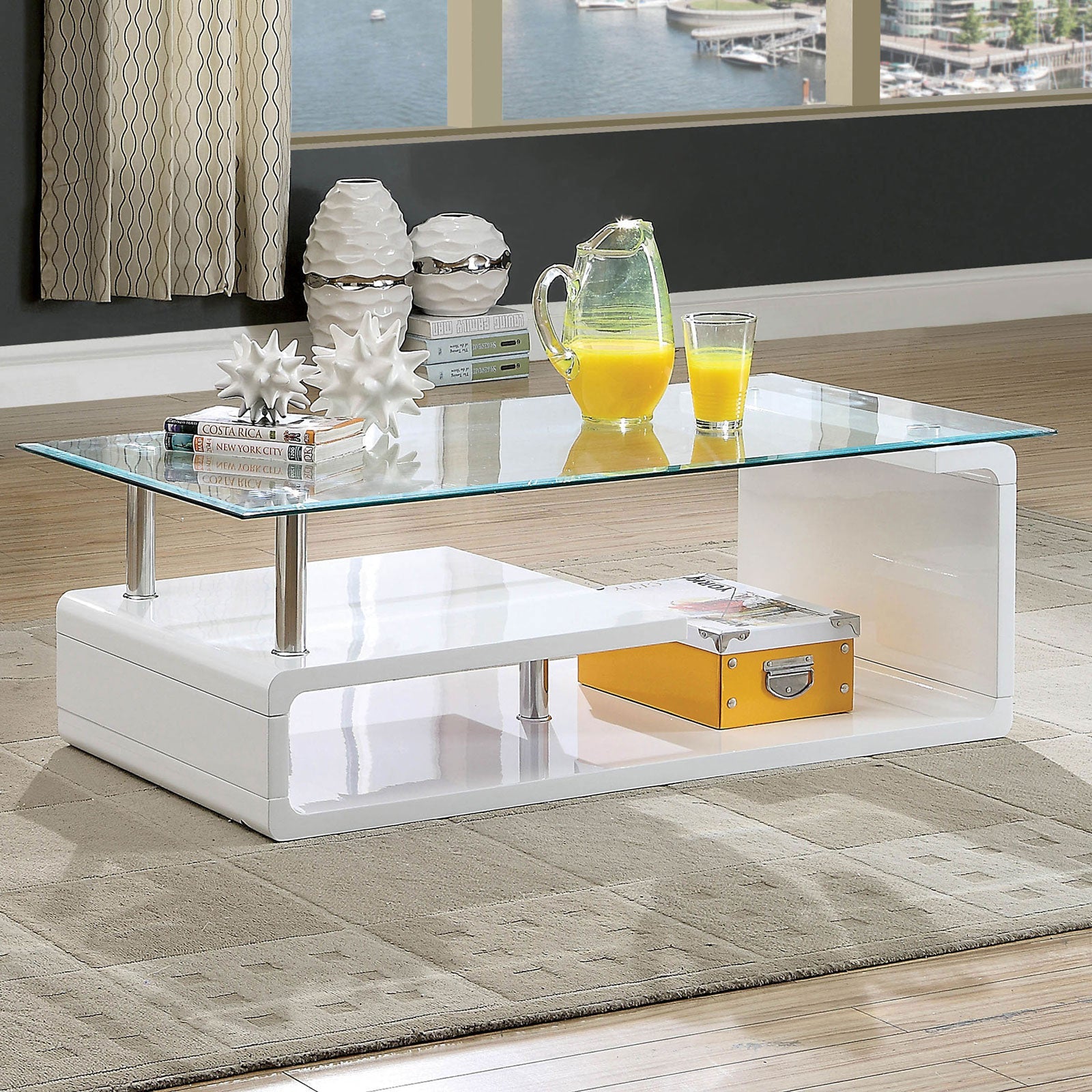 Torkel White/Chrome Coffee Table FOA East