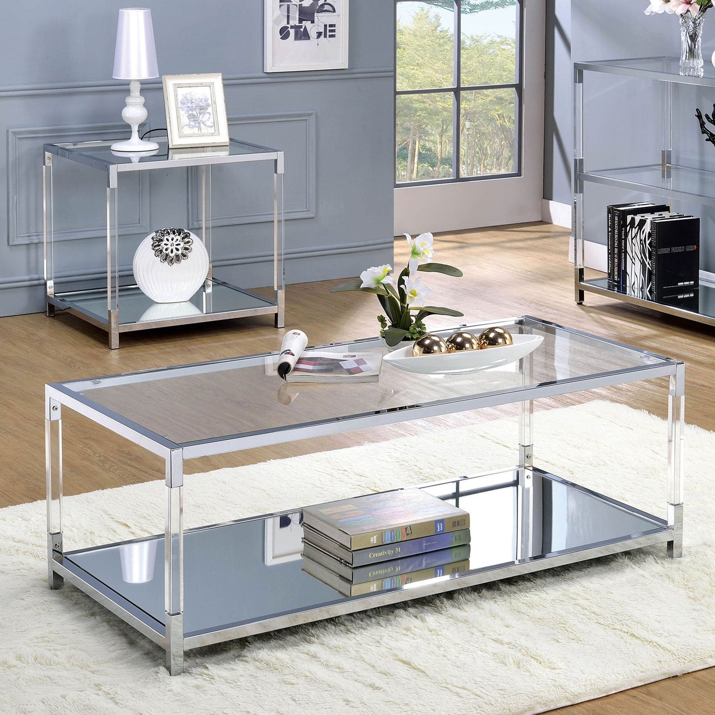 Ludvig Chrome/Clear Coffee Table FOA East