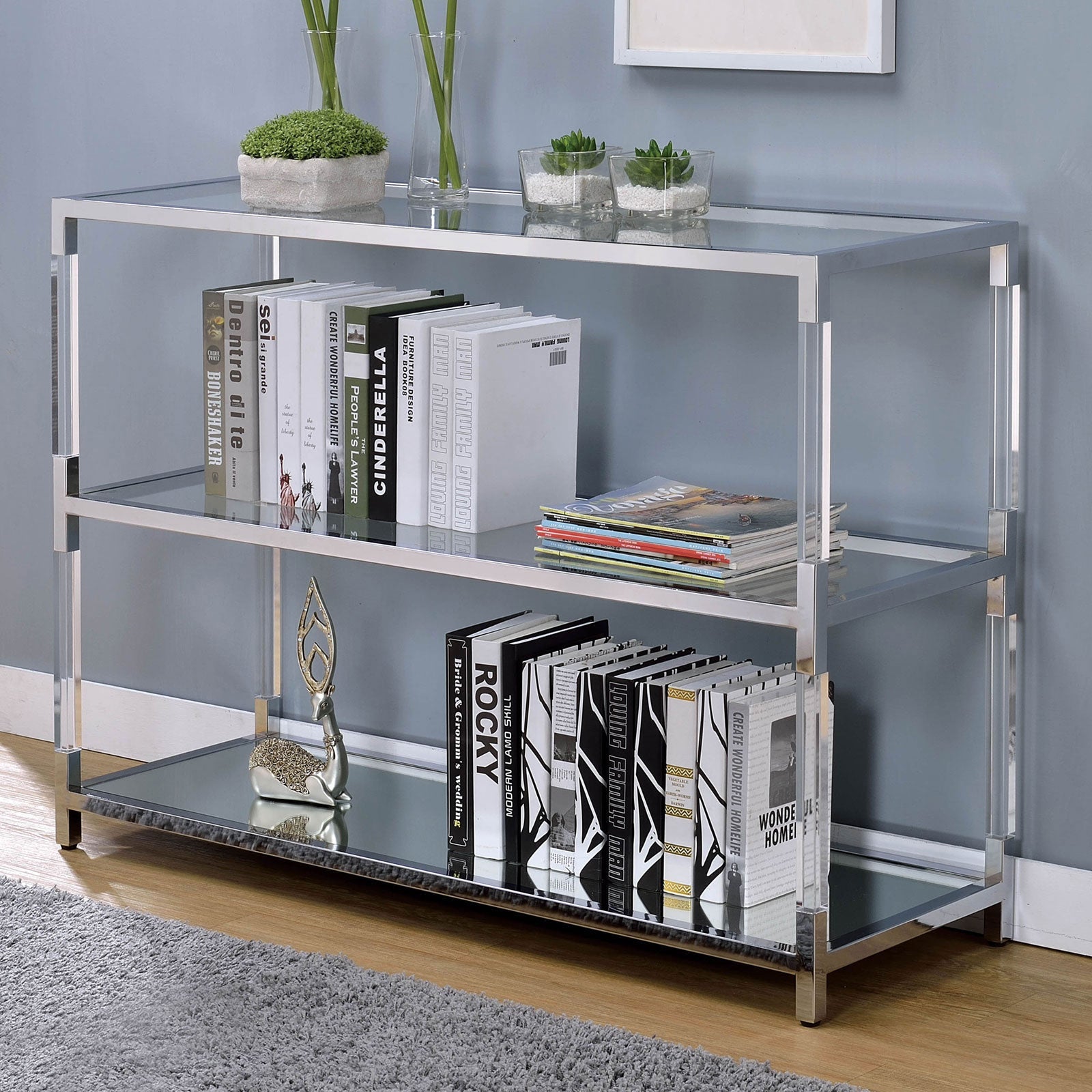 Ludvig Chrome/Clear Sofa Table FOA East