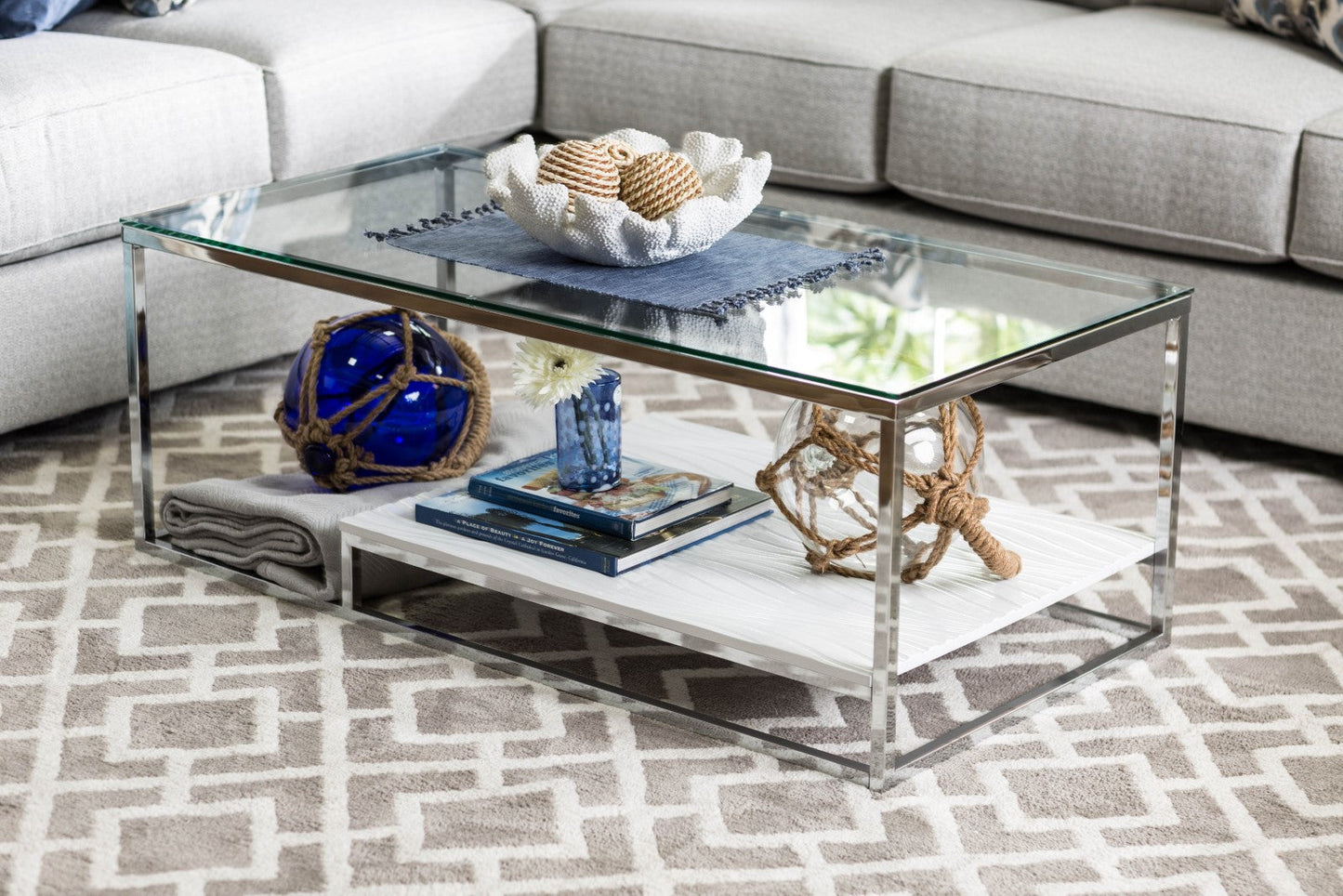 VENDI White/Chrome Coffee Table FOA East