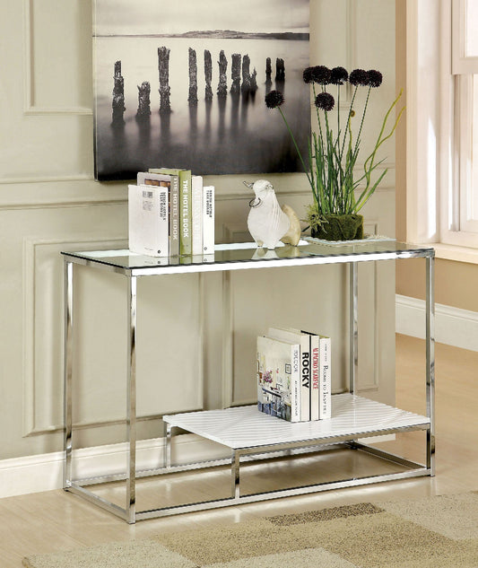 VENDI White/Chrome Sofa Table FOA East