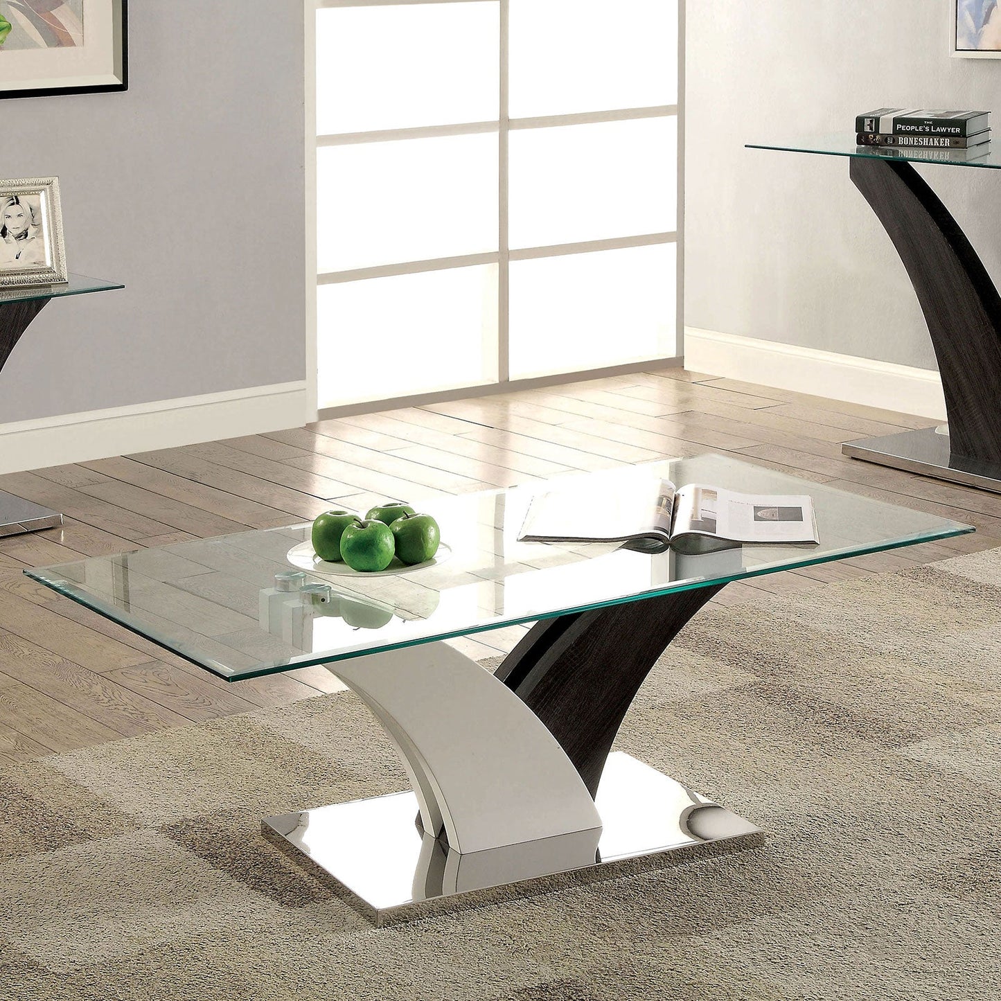 SLOANE White/Dark Gray/Chrome Coffee Table FOA East