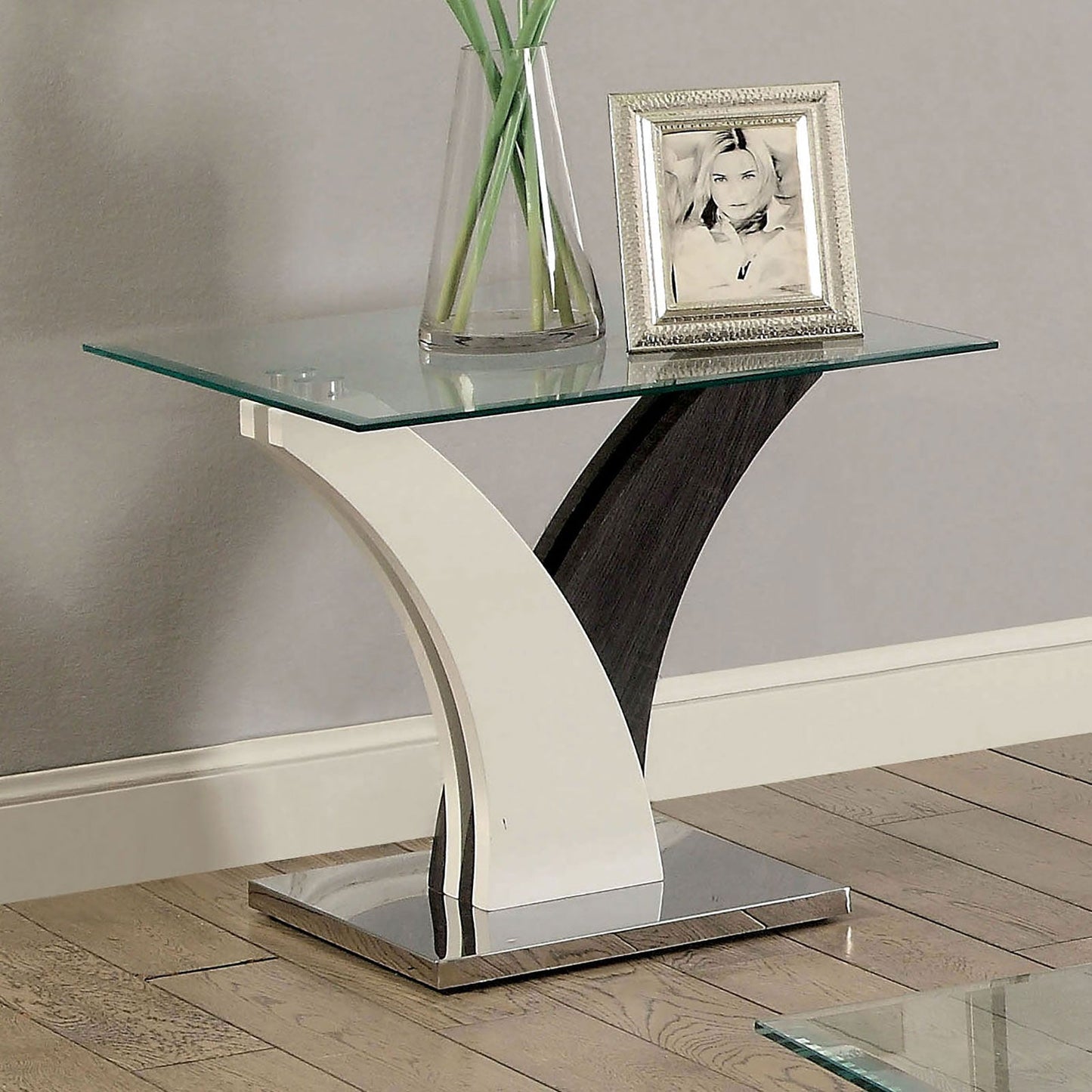 SLOANE White/Dark Gray/Chrome End Table FOA East