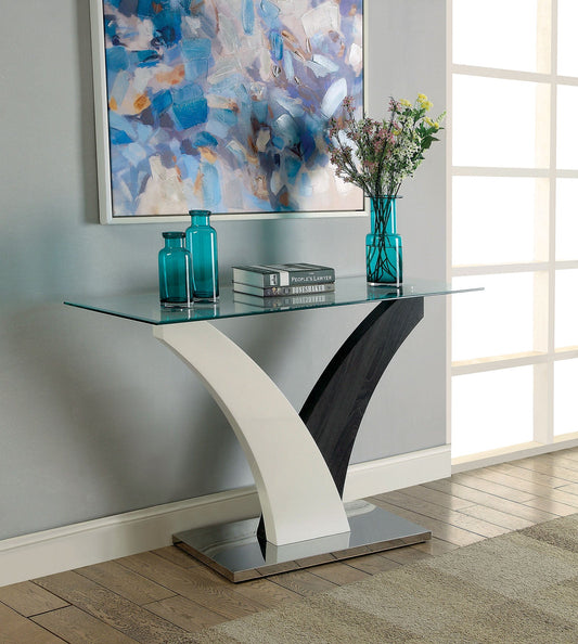 SLOANE White/Dark Gray/Chrome Sofa Table FOA East