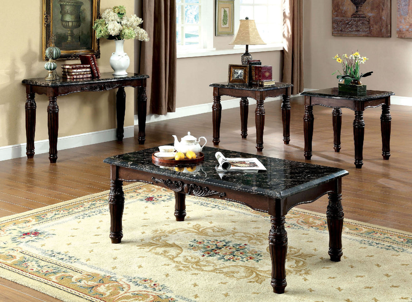 Brampton Espresso/Black 3 Pc. Table Set FOA East