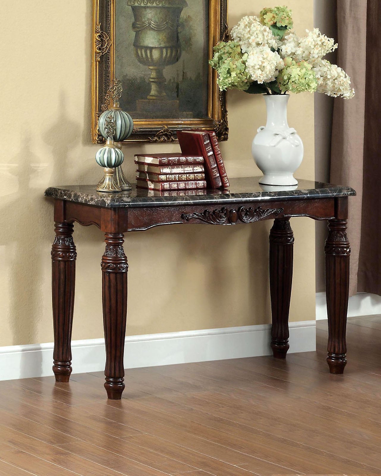 Brampton Espresso/Black Faux Sofa Table FOA East