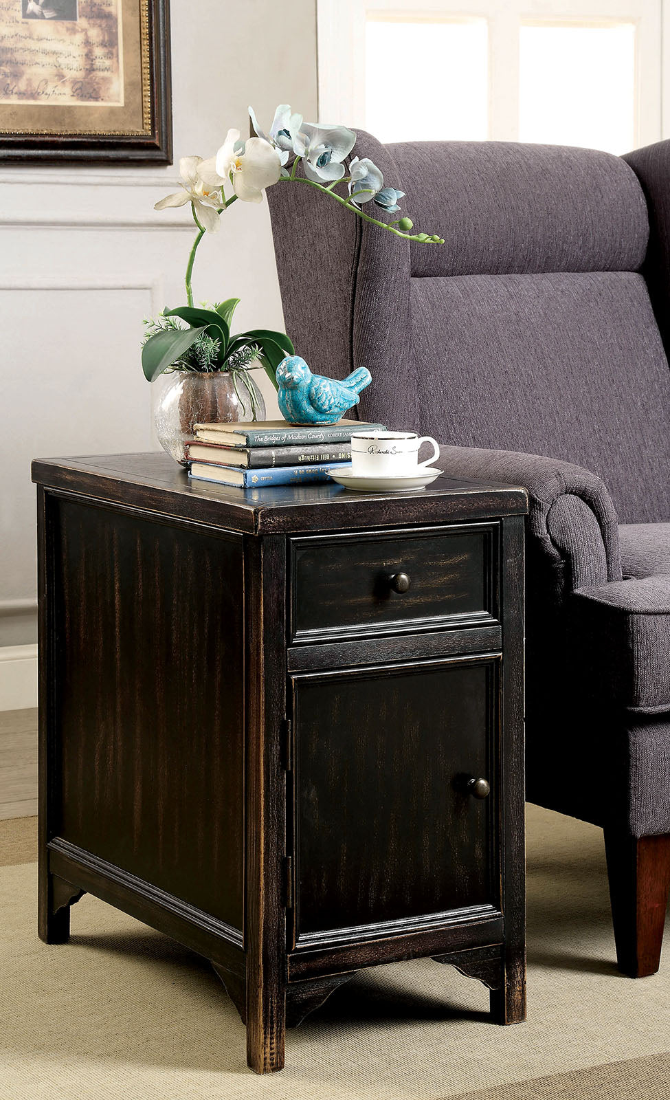 MEADOW Antique Black Side Table FOA East