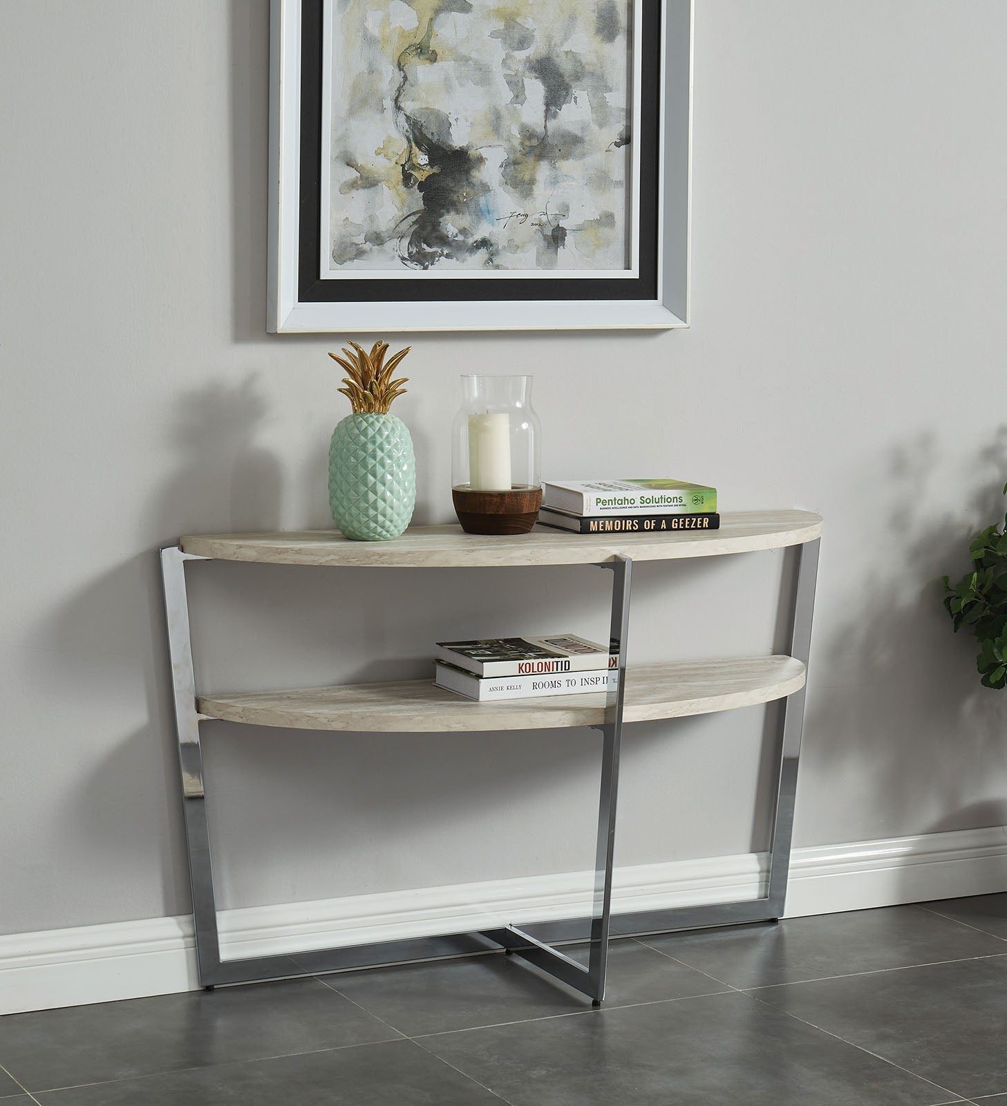 Madisyn White/Chrome Sofa Table FOA East