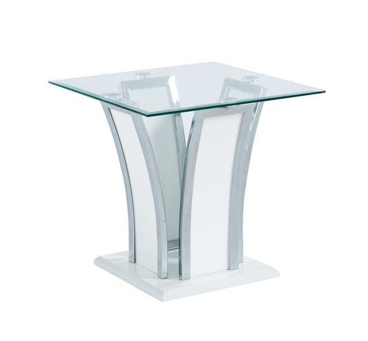 Staten Glossy White/Chrome End Table FOA East