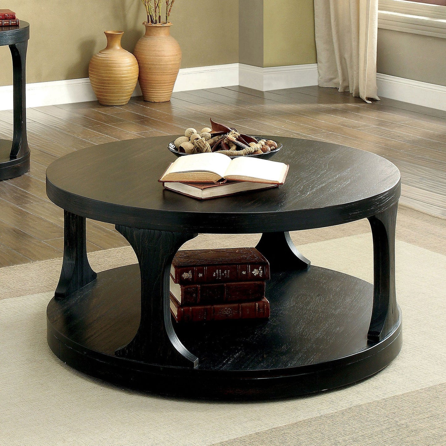 Carrie Antique Black Coffee Table FOA East