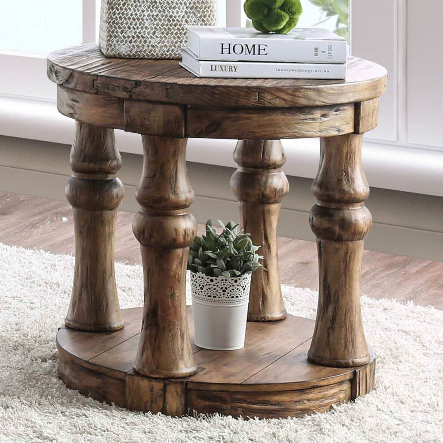 Mika Antique Oak End Table FOA East