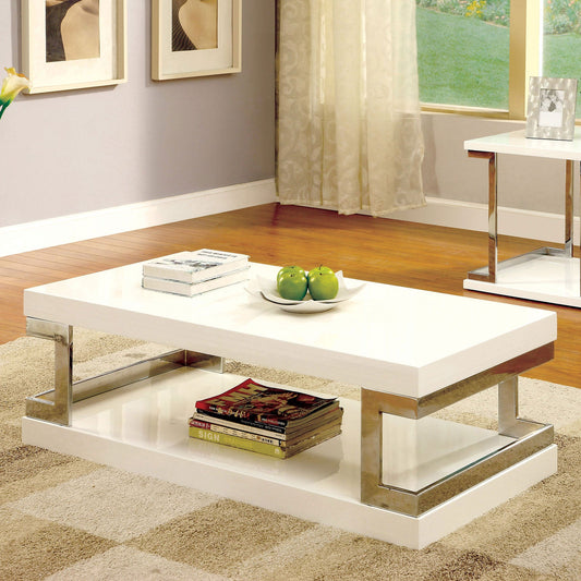 MEDA White/Chrome Coffee Table, White FOA East