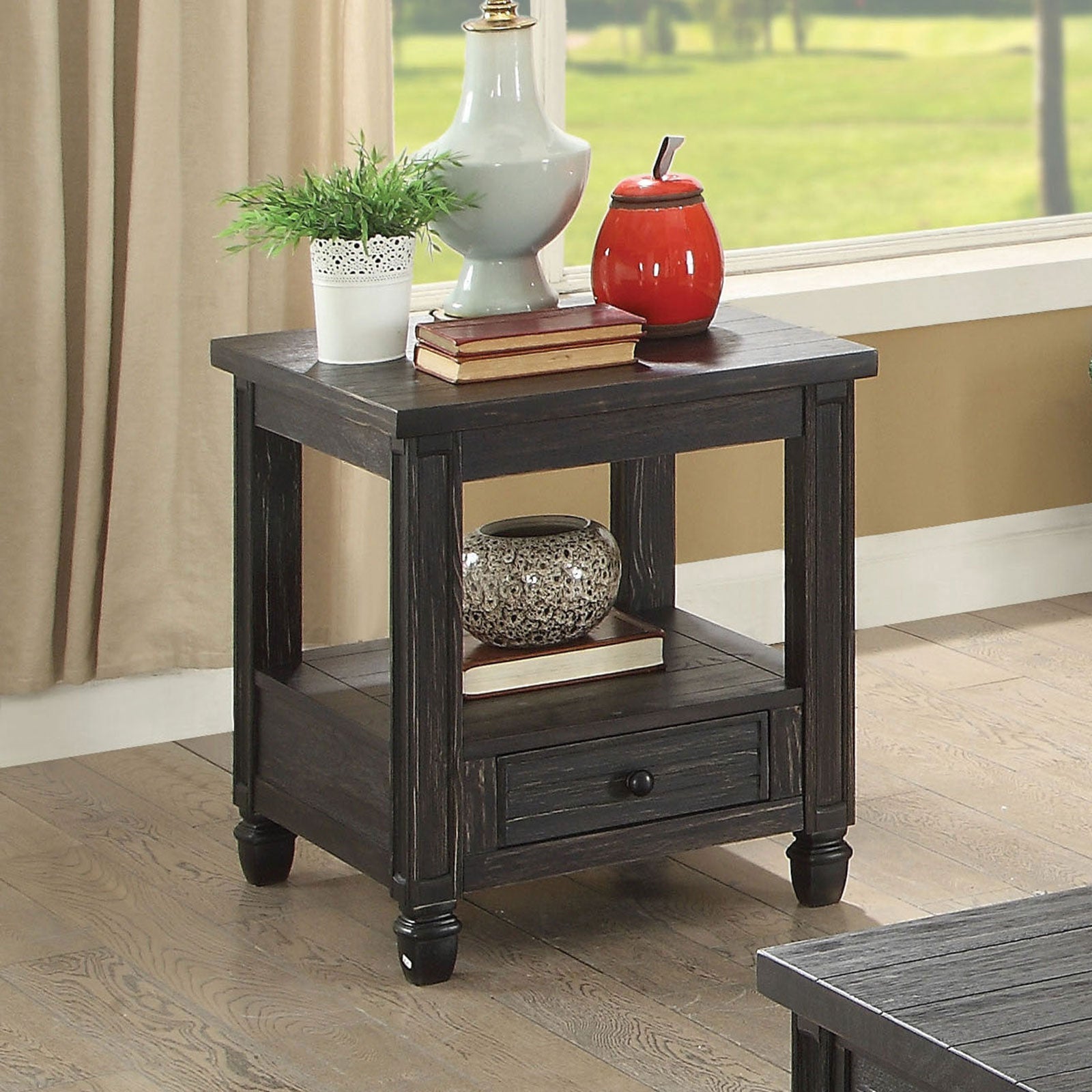 Suzette Antique Black End Table, Antique Black FOA East