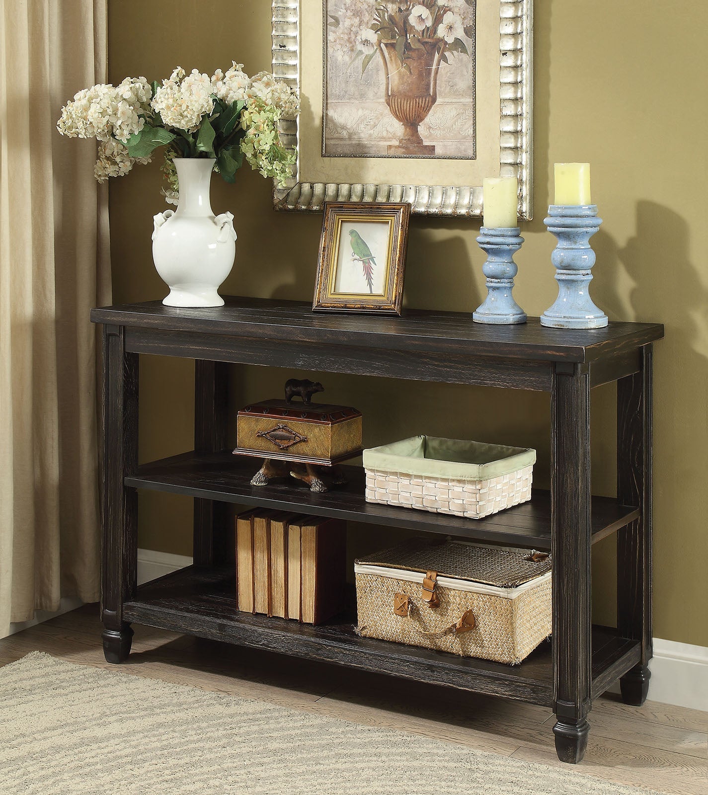 Suzette Antique Black Sofa Table, Antique Black FOA East