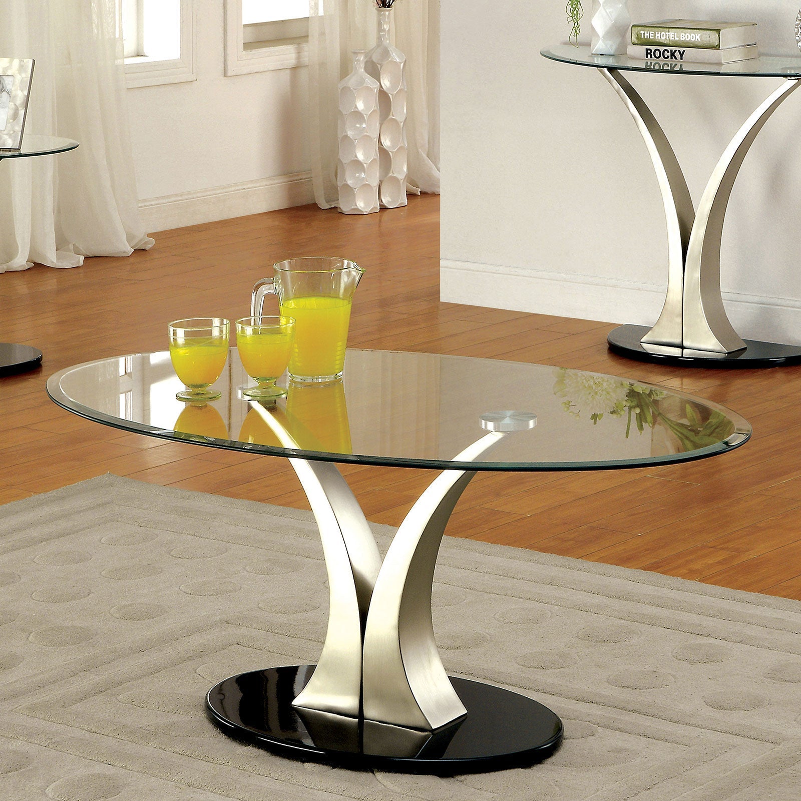 VALO Satin Plated/Black Coffee Table FOA East