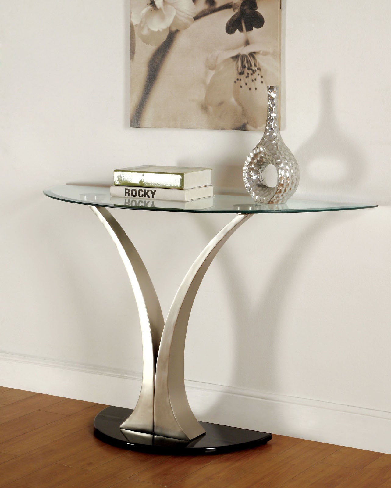 VALO Satin Plated/Black Sofa Table FOA East