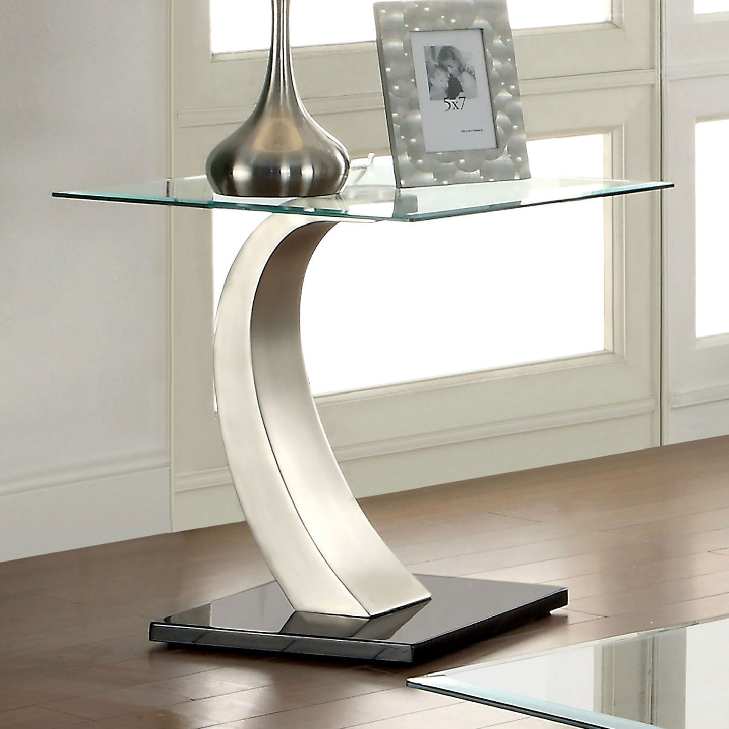 ROXO Satin Plated/Black End Table FOA East