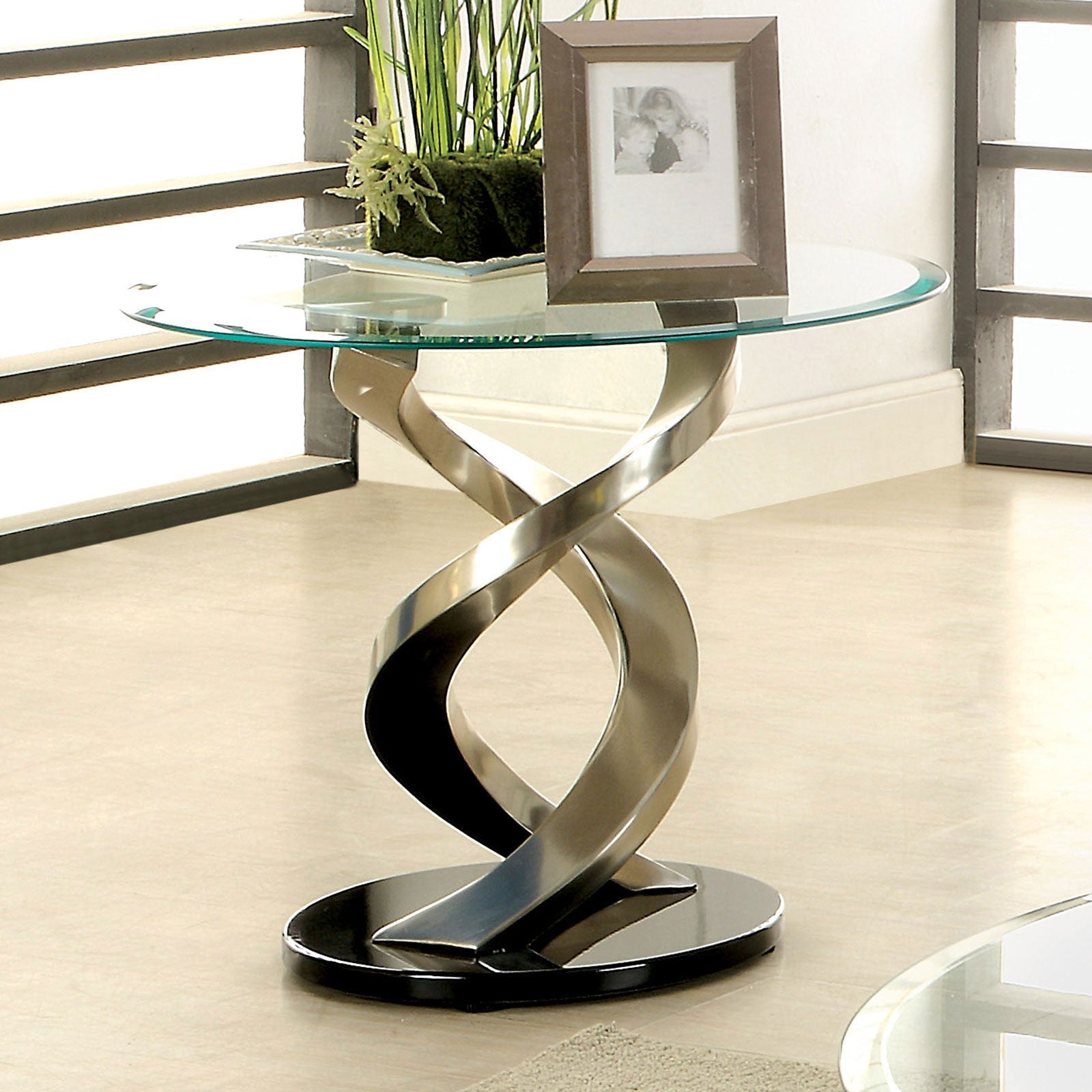 NOVA Satin Plated/Black End Table FOA East