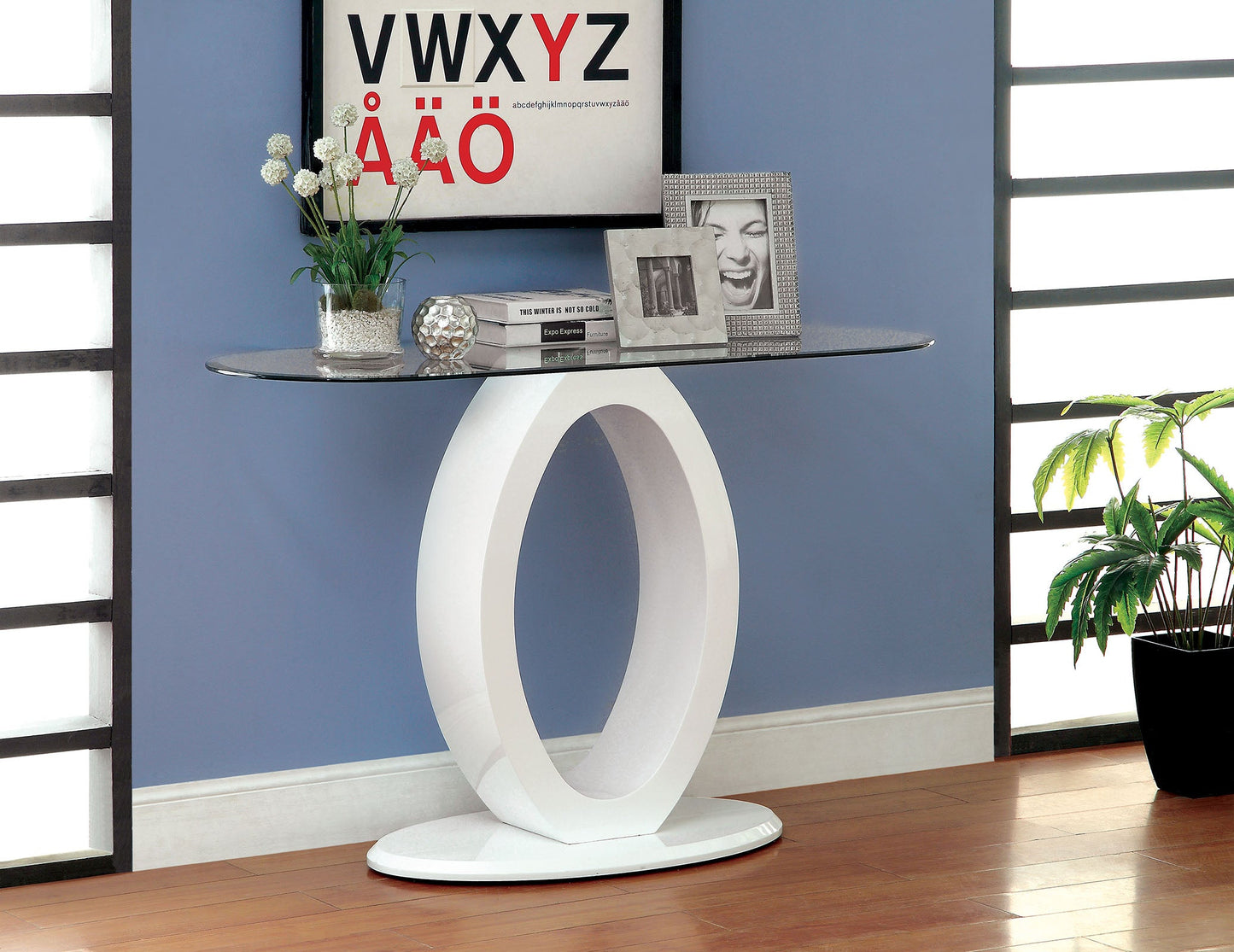 LODIA III White Sofa Table, White FOA East