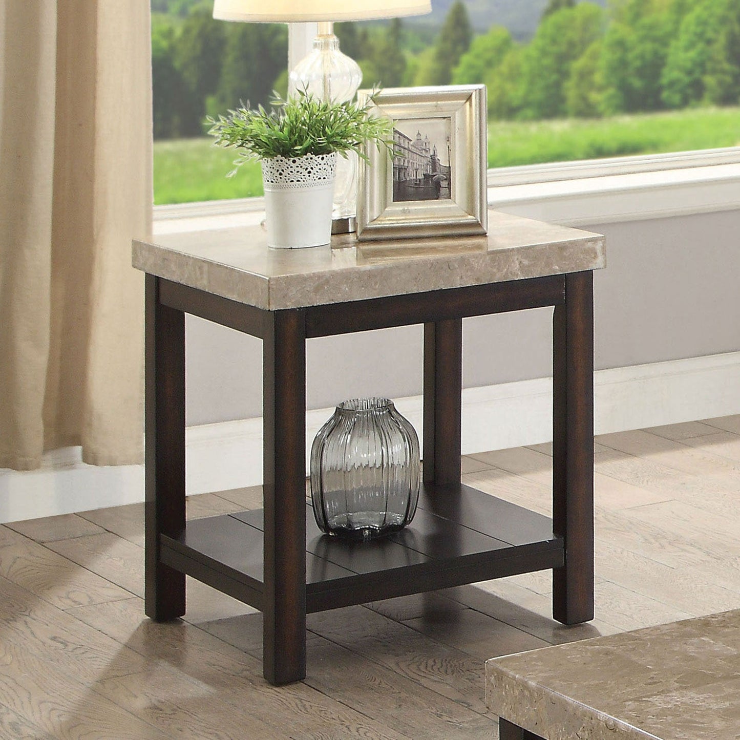 Calgary Dark Walnut/Ivory End Table FOA East