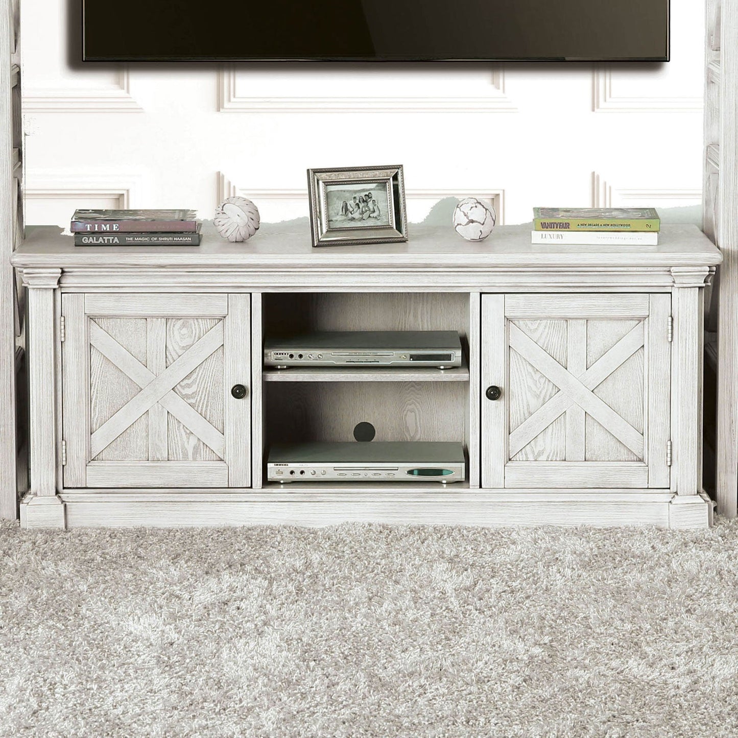 Georgia Antique White 60" TV Stand FOA East