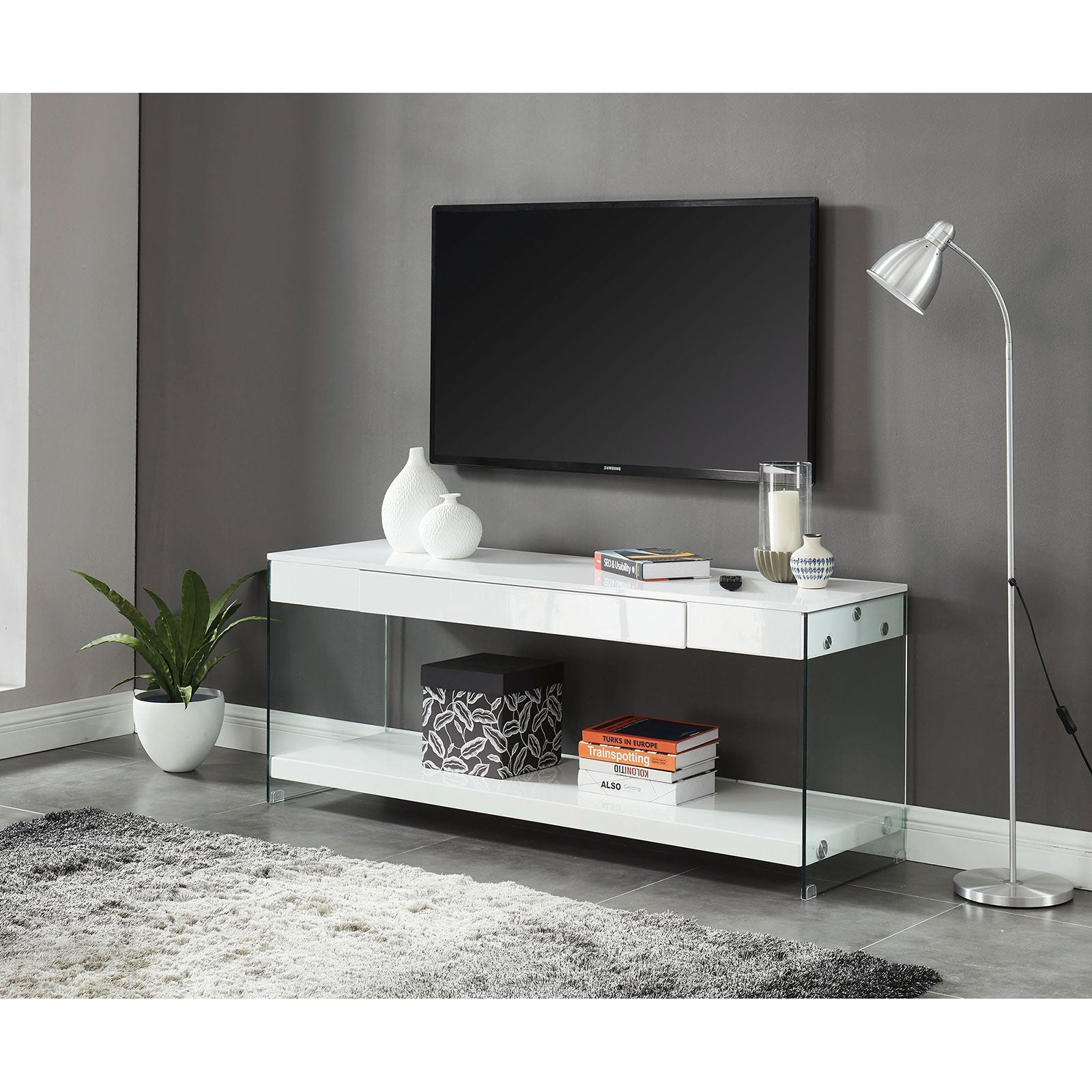 Sabugal White 60" TV Stand FOA East